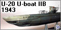 ICM 1/144 U-20 U-boat IIB, 1943
